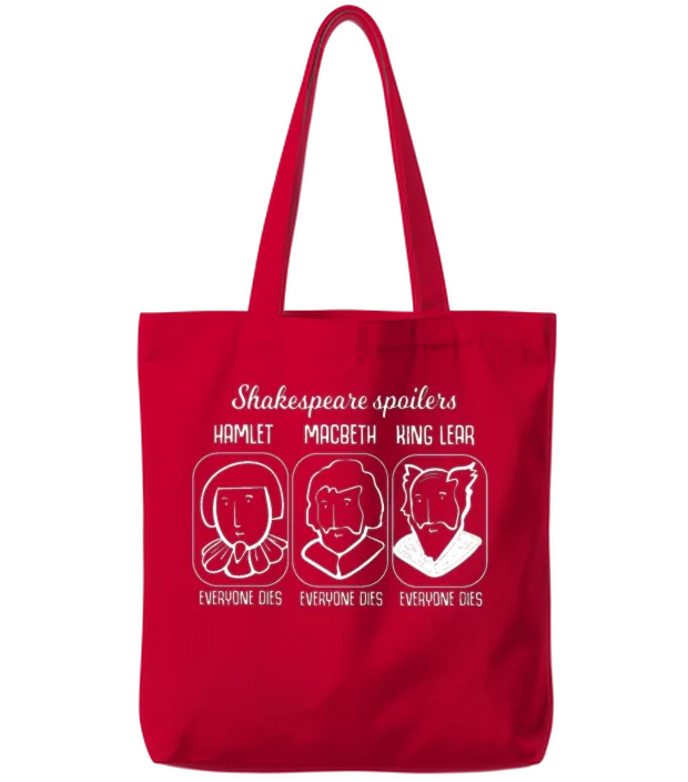 Shakespeare Quote Hamlet Spoiler Teacher Gift Tote Bags - Red
