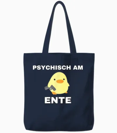 Lustige Geschenke Versaute Geschenke - Psychisch Am Ente - Funny T-Shirt Black Unisex Adult Cartoon Duck T-Shirt with V-Neck Small Eu Tote Bags - Navy