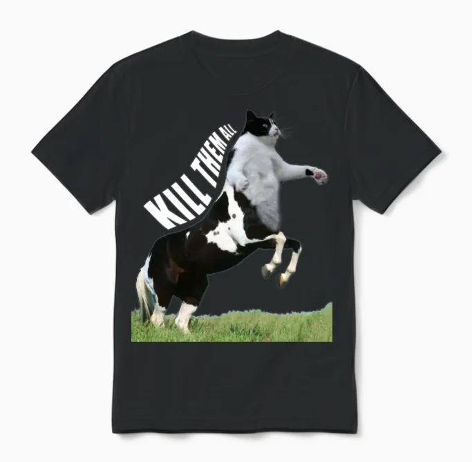 Of Centaur Cat Kill Them All Unisex T-Shirt in Black