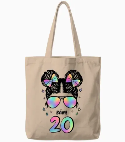 20. Geburtstag Mädchen Messy Bun Bäm! 20 Tote Bags - Natural