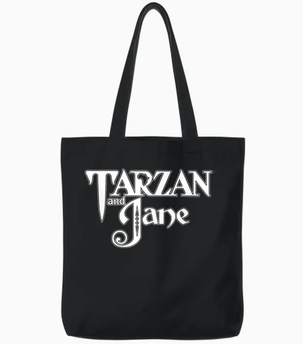 Tarzan and Jane Logo T-Shirt, Black, S Tote Bags in Black