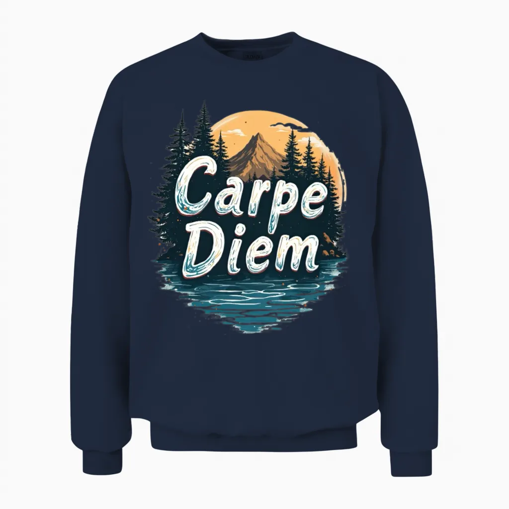 Carpe Diem Adventure Awaits Travel Unisex Sweatshirt in Navy