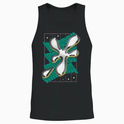 Bubble Chrome Abstract Design Unisex Tank Top - Black