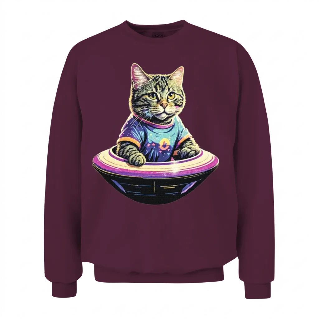 Retro Ufo Cat β Lovers Unisex Sweatshirt - Maroon