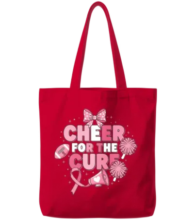 Cheer for the Cure Breast Cancer Awareness Tote Bags - Red