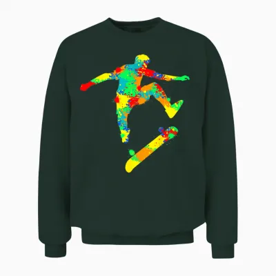 Skateboard Skater Stunt Skateboarding Boys Kids Men Unisex Sweatshirt - Forest