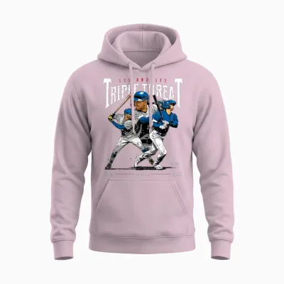 Triple Threat Ohtani, Betts, Freeman Los Angeles Mlbpa Unisex Hoodie - Light Pink