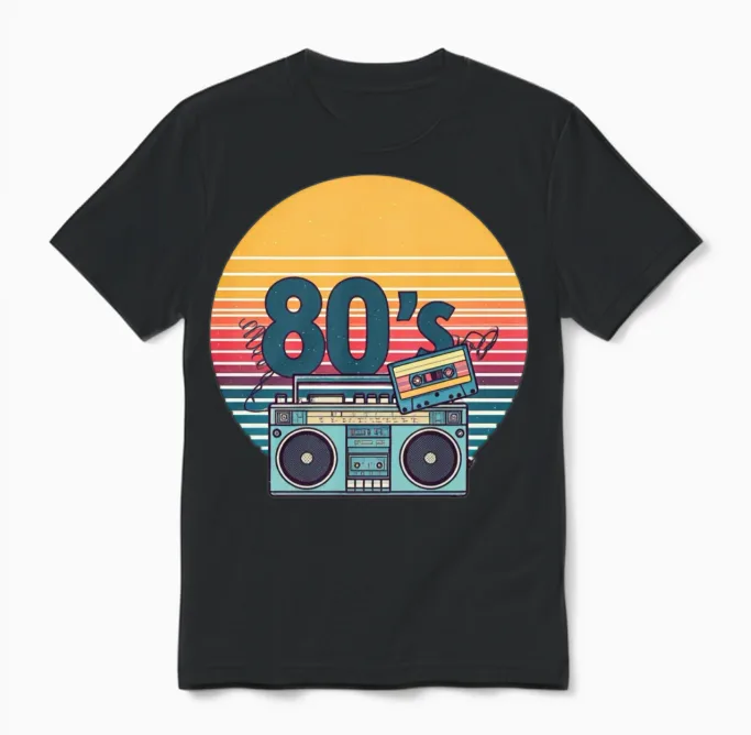 Retro 80s Unisex T-Shirt in Black