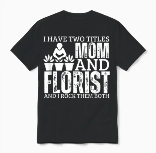 Florist and Proud Mom Funny Woman Florist T-Shirt, Black, S Unisex T-Shirt - Black
