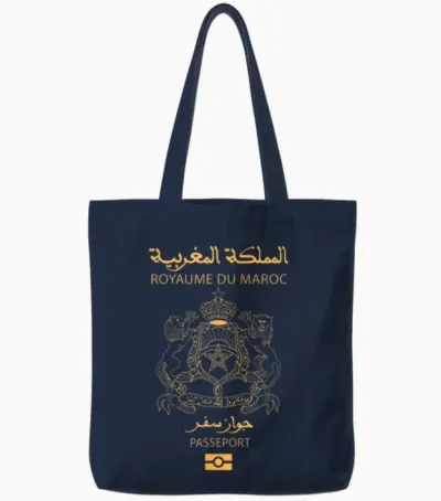 Passeport Marocain Fierté Marocaine Royaume Du Maroc Cadeau Tote Bags - Navy