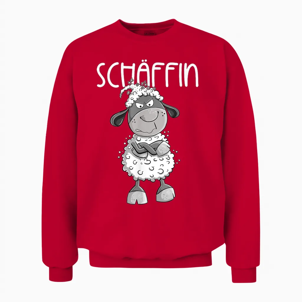 T-Shirt with German Text "cooles Schäffin Schaf Für Die Chefin Vorgesetzte Teamleiter Unisex Sweatshirt in Red
