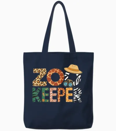 Zookeeper Costume Art Animals Safari Savanna Zoo Keeper Tote Bags - Navy