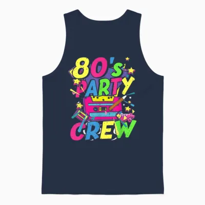 80s Outfit Party Crew Theme Party Costume Women's Men's T-Shirt, Black Unisex Tank Top - Navy