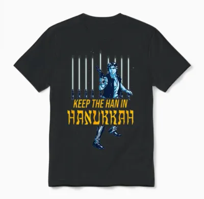 Star Wars Han Solo Hanukkah Lightsaber Menorah Unisex T-Shirt - Black
