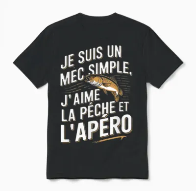 Je Suis Un Guy Simple Peach Apéro Humorous T-Shirt, Black, S Unisex T-Shirt - Black