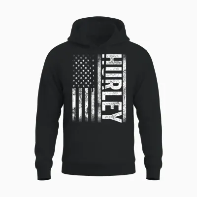 Hurley Ky Vintage Us American Flag Retro for Men Women Unisex Hoodie - Black