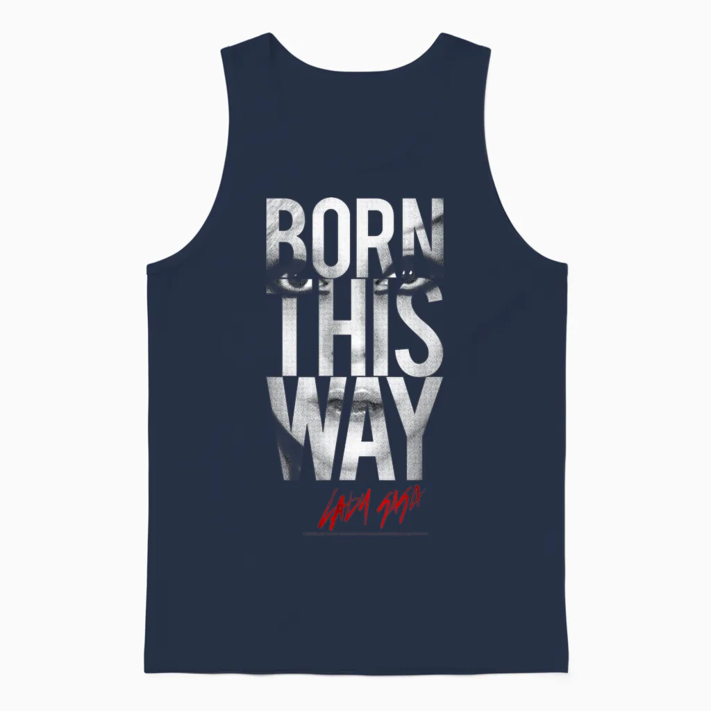 Lady Gaga Born This Way Text Music by Rock Off Unisex Tank Top in Navy