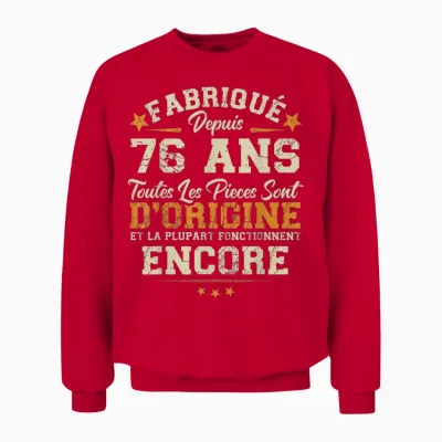 Made 76 Years Ago Birthday Joke Man Humor 1949 Unisex Sweatshirt - Red