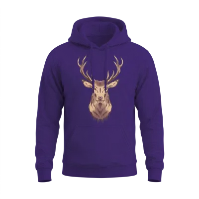 Deer Head Unisex Hoodie - Purple