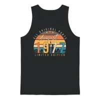 Retro 1977 August Unisex Tank Top - Black – 1