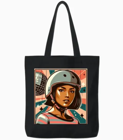 Retro Roller Queen Tote Bags - Black