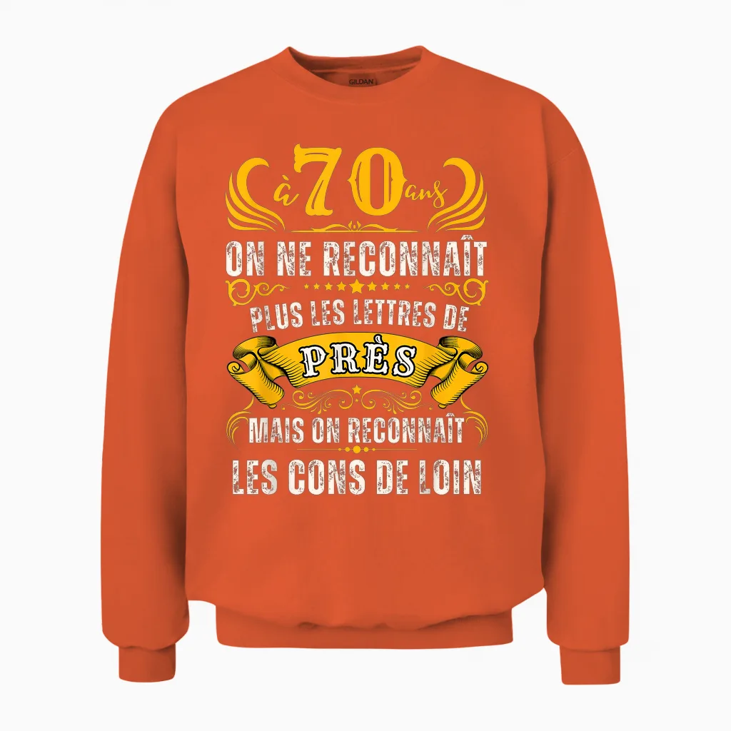 Birthday 70 Years Men Joke 70 Years Gift Vintage T-Shirt, Black, S Unisex Sweatshirt in Orange