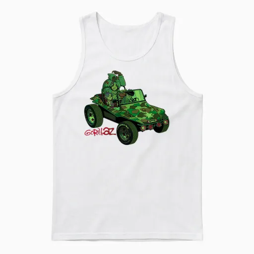 Gorillaz Geep Logo Reverse Unisex Tank Top in White