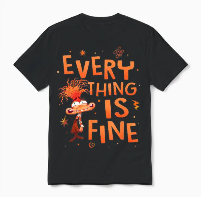 Disney Pixar Inside Out 2 Everything Is Fine Anxiety Logo Unisex T-Shirt in Black