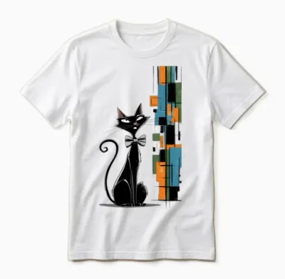 Retro Chic Cat Unisex T-Shirt - White