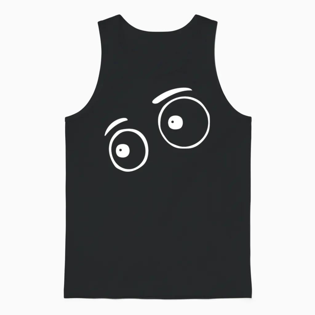 Cute Funny Eyes Unisex Tank Top in Black
