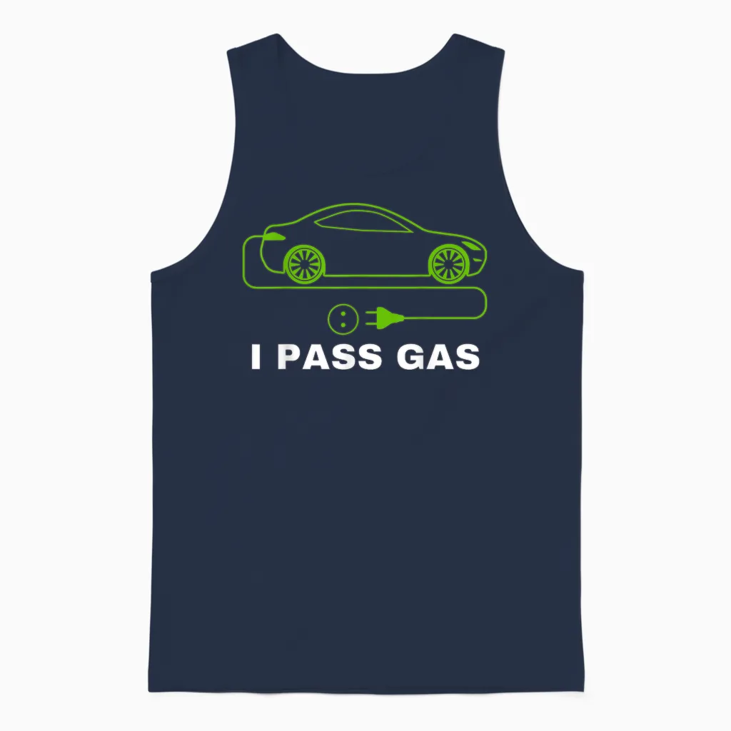 Funny I Pass Gas, Electric Car I Love Evs, Electric Vehicle Unisex Tank Top in Navy
