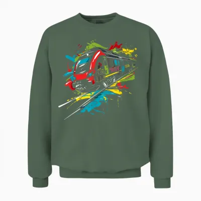 Graffiti Eisenbahn Modelleisenbahn Eisenbahnlinie Unisex Sweatshirt - Military Green