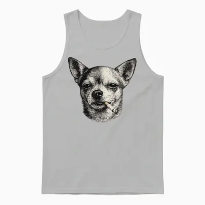 Hund Raucht Zigarette Lustig Chihuahua Meme Unisex Tank Top - Ash