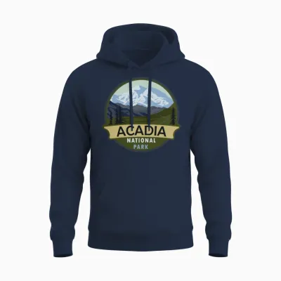 Cool Vintage Retro Acadia National Park Mountain Unisex Hoodie - Navy