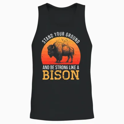 Bison - Retro Sunset Unisex Tank Top - Black