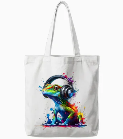 Bunte Splash-Art-Geckos. Eidechsen-Gecko-Liebhaber. Tote Bags - White