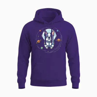 Cosmic Pup in Space Suit Unisex Hoodie - Purple