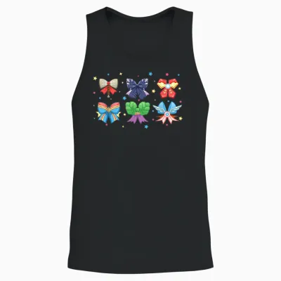 Marvel Avengers Team Coquette Style Cute Fashion Bows Unisex Tank Top - Black