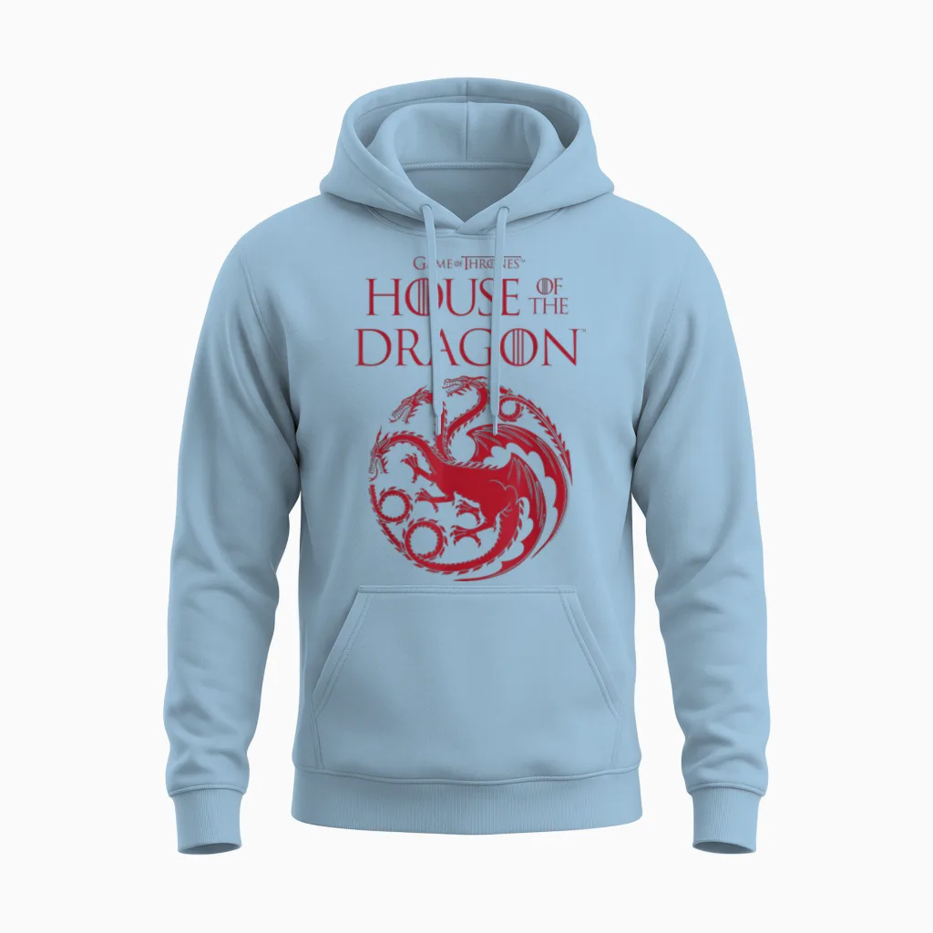 House of the Dragon Targaryen Crest Logo Unisex Hoodie in Light Blue