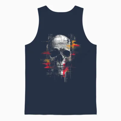 Skull Drawing Art Painting Graphic Motif Skull T-Shirt, Black Unisex Tank Top - Navy