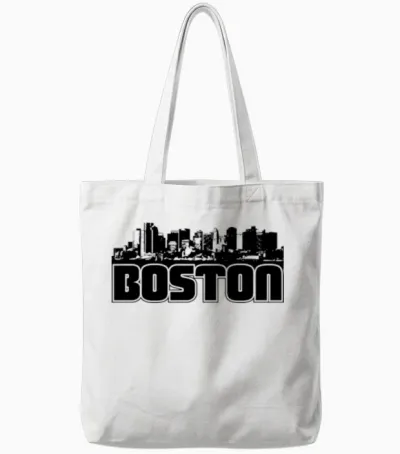 Boston Skyline Tote Bags - White