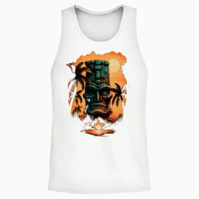 Tiki Culture Maori Mask for a Tkik Fans Unisex Tank Top - White