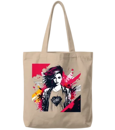 Rebel Attitude Girl Tote Bags - Natural