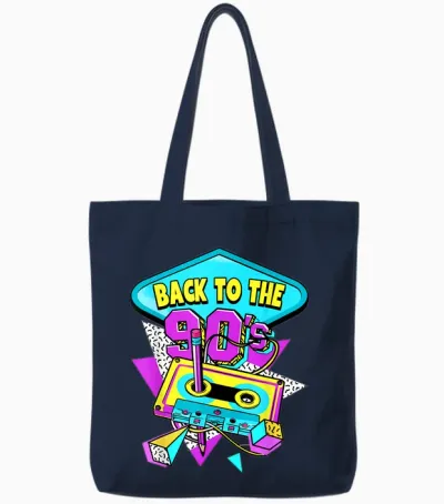 90s Back to the 90s T-Shirt, Black Tote Bags - Navy
