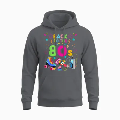 Best 80s Costume Theme Party Carnival - I Love 80s T-Shirt, Black Unisex Hoodie - Charcoal
