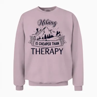 Hiking Is Cheaper Than Therapy, Hiking Unisex Sweatshirt - Light Pink