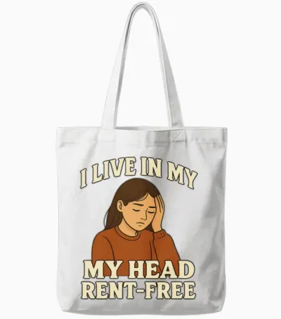 Head Rent-Free: Reflective Mood Tote Bags - White