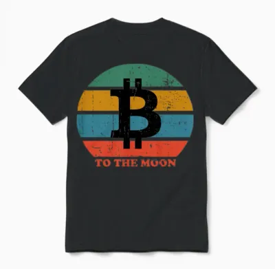 Btc Bitcoin Retro to the Moon Unisex T-Shirt - Black