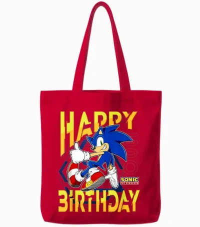 Sonic the Hedgehog Birthday Happy Birthday Thumbs Up Logo Tote Bags - Red