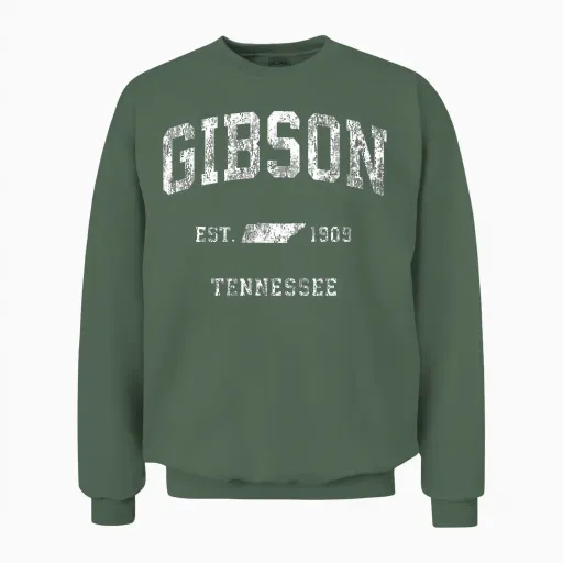 Gibson Tennessee Tn Vintage Style T-Shirt, Black Unisex Sweatshirt in Military Green